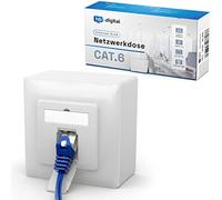 hb-digital 1 enchufe de red LAN CAT 6, universal, 1 puerto RJ45, empotrable, blindado EIA/TIA 568A&B 8P8C, 1 red Ethernet Gigabit - Blanco señal