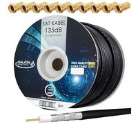 HB-DIGITAL 100m 135dB Cable SAT coaxial 5 veces blindado Negro para sistemas Ultra HD 4K DVB-S / S2 DVB-C y DVB-T BK + 10 juegos de enchufes F bañados en oro Gratis