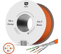 HB-DIGITAL 100m cable de red cat. 7 cable LAN - velocidad de transmisión hasta 10 Gbit/s - cobre profesional S/FTP PIMF LSZH libre de halógenos naranja conforme a RoHS cat. 7 Cat7 AWG 23/1