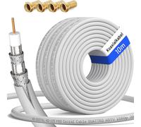 HB-DIGITAL 10m Cable Coaxial HQ-135 Cable de Antena 135dB Cable SAT 8K 4K UHD 4 Veces Apantallado Para Sistemas DVB-S / S2 DVB-C / C2 DVB-T / T2 DAB+ Radio BK + 4 F-Plug GRATIS