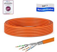 HB-DIGITAL 10m Cable de red CAT 7 LAN, cable de instalación Ethernet, 10 Gbit/s, AWG23/1 S/FTP PiMF, certificado GHMT, cobre puro 0,55 mm, LSZH CPR Eca, Simplex - Naranja