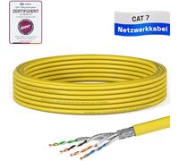 HB-DIGITAL 10m Cable de red CAT 7 LAN, cable de instalación Ethernet, 10 Gbit/s, AWG23/1 S/FTP PiMF, certificado GHMT, cobre puro 0,55 mm, LSZH CPR Eca, Simplex, amarillo