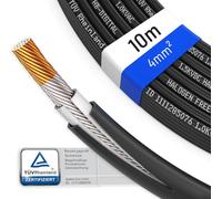 hb-digital 10m Cable solar 4 mm2 certificado TÜV Rheinland H1Z2Z2-resistente a los rayos UV flexible, cobre puro 1500 V cable de extensión fotovoltaico para panel solar inversor negro