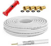 HB-DIGITAL 10m HQ-135 PRO 135dB SAT Cable coaxial blindado cuádruple incl. pelador y 4 conectores F chapados en oro Cable de antena DVB-S / S2 / S2X DVB-C y DVB-T / T2 UHD 4K Full HD 3D