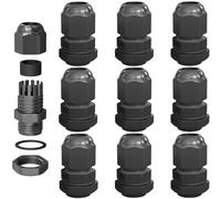 hb-digital 10x Prensaestopa M12 3-6,5 mm IP68 Impermeable Resistente al Polvo Resistente a UV y Retardante de Llama para Uso Exterior e Industrial Fácil Instalación Rosca Métrica - Negro