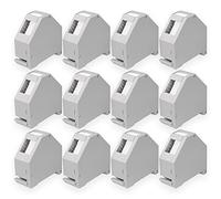 HB-DIGITAL 12 adaptadores de carril RJ45, soporte Keystone para riel de sombrero, 35 mm, adecuado para módulos Keystonemodule Cat.5e, Cat.6/6a, Cat.8, red hembra, Ethernet LAN, montaje