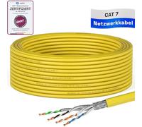 HB-DIGITAL 15m Cable de red CAT 7 LAN, cable de instalación Ethernet, 10 Gbit/s, AWG23/1 S/FTP PiMF, certificado GHMT, cobre puro 0,55 mm, LSZH CPR Eca, Simplex, amarillo