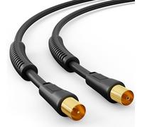 HB-DIGITAL 1m Cable de Antena cable conexión cable coaxial de TV cable coaxial chapado en oro con filtro de corriente con núcleo de ferrita 2X para DVB-T DVB-T2 negro