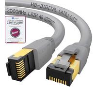HB-DIGITAL 1m cable de conexión CAT 8.1 cable de red LAN S/FTP PIMF 2xRJ45 enchufe cobre LSZH libre de halógenos RoHS-Compliant 40 Gbits puerto Ethernet 2000 MHz Internet DSL PC módem TV gris