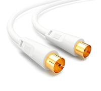 HB-DIGITAL 2,5m Cable de Antena IEC Macho a Hembra BZT-CE Cable coaxial blindado 100dB 128 Trenzas HDTV 1080p UHD 8K 4K Dorado DVB-T/T2 DVB-C/C2 Radio Dab Dab+ Blanco
