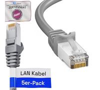 HB-DIGITAL 2 cables LAN RJ45 de 0,25 m con cable crudo CAT 7 S/FTP - certificado GHMT - 10 Gigabit Ethernet cable de red cobre profesional PiMF para panel de conexiones, conmutador PC router - Gris