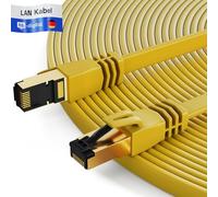 HB-DIGITAL 2m Cable de conexión CAT.8 LAN plano Cable de red U/FTP LSZH 2xEnchufe RJ45 Cobre Pro Slim flexible 40 Gbits Puerto Ethernet 2000 MHz Cable de Internet PC Router Switch Módem TV amarillo