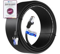 HB-DIGITAL 30m Cable de red Cat.6a para exteriores de para uso en exteriores e interiores Enchufe RJ45 NEGRO LAN Ethernet S/FTP PIMF 500MHz IP66 Resistente al polvo al agua al aceite y a los rayos UV