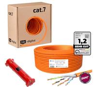 HB-DIGITAL 50 m Cable de red LAN, cat. 7, cobre profesional, incluye pelador (grande) S/FTP PIMF LSZH, sin halógenos, color naranja
