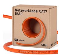 HB-DIGITAL 50m cable de red cat 7 cable de instalación LAN velocidad de transmisión 10 Gbit / s - cobre profesional S / FTP PIMF LSZH naranja sin halógenos Cumple con RoHS AWG 23/1