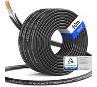 HB-DIGITAL 50m Cable solar 4 mm2 certificado TÜV Rheinland H1Z2Z2-resistente a los rayos UV flexible, cobre puro 1500 V cable de extensión fotovoltaico para panel solar inversor negro