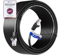 HB-DIGITAL 50m CAT 7 Cable Ethernet LAN S/FTP PiMF LSZH AWG26 Cable de Red con CAT 6A RJ45 Conectores hasta 10 Gbits/600 MHz Ideal para Patchpanel Servidor PC Laptop Smart TV DSL Negro