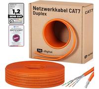 HB-DIGITAL 50m Network Cable LAN Duplex Installation Cable cable cat.7 max. 1000MHz Pure Copper S/FTP PIMF LSZH Halogen Free Orange RoHS Compliant AWG23 (2 connected strands) GHMT Certified