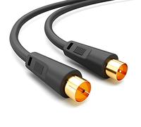 HB-DIGITAL 7,5m Cable de Antena IEC Macho a Hembra BZT-CE Cable coaxial blindado 100dB 128 Trenzas HDTV 1080p UHD 8K 4K Dorado DVB-T/T2 DVB-C/C2 Radio Dab Dab+ Negro