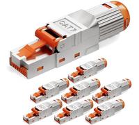 HB-DIGITAL 8 conectores RJ45 CAT 7 para cables de instalación Ethernet LAN rígidos - sin herramientas se pueden montar en el campo STP completamente apantallado con contactos dorados de 50µ, conector