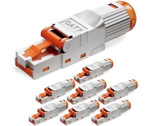 HB-DIGITAL 8 conectores RJ45 CAT 7 para cables de instalación Ethernet LAN rígidos - sin herramientas se pueden montar en el campo STP completamente apantallado con contactos dorados de 50µ, conector