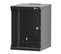 hb-digital Armario de red de 10 pulgadas, 9U, montaje en pared, puerta de cristal, cerradura, carcasa de pared, para router informático, panel de conexiones, carga de 30 kg, resistente, profundidad de