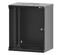 hb-digital Armario de red de 19 pulgadas, 12U, montaje en pared, puerta de cristal, cerradura, carcasa de pared para router informático, panel de conexiones, carga de 60 kg, resistente, profundidad de