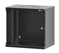 hb-digital Armario de red de 19 pulgadas, 9U, montaje en pared, puerta de cristal, cerradura, carcasa de pared para router informático, panel de conexiones, carga de 60 kg, resistente, profundidad de