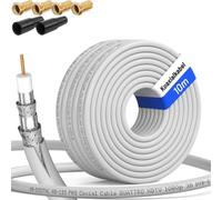 HB-DIGITAL Cable Coaxial SAT HQ135 PRO de 10 m, 2 Boquillas de Goma + 4 Conectores F Chapados en Oro, Cable de Antena Satélite 4 Apantallados, para Sistemas DVB-S/S2 C/C2 T/T2 DAB+