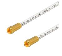 HB-DIGITAL Cable de antena SAT de cobre puro para HDTV, 25 m, apantallado, máx. 135 dB, cable coaxial RG6 con conectores de compresión, 1080p, Full HD, 3D, UHD ULTRA 4K, conector F, color blanco