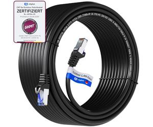 HB-DIGITAL Cable de Red Exterior Cat.6a 50m - Ethernet LAN S/FTP PIMF RJ45, Negro, Impermeable IP66 para Exteriores e Interiores