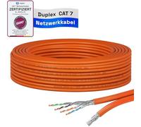 HB-DIGITAL Cable de red LAN CAT 7, 10 m, cable de instalación Ethernet, cable de instalación 10 Gbps, AWG23 S/FTP, certificado GHMT, cobre puro, LSZH BauPVO clase Cca, cable de datos dúplex - naranja