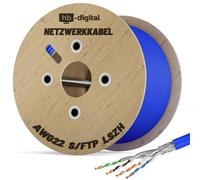HB-DIGITAL Cable para instalación de red de cableado Ethernet, cat. 8,1, 500 m, de cobre con S/FTP, 2000 MHz, 40 Gbit/s, PIMF, LSZH sin halógenos, compatible con RoHS, AWG 22/1, azul