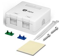 hb-digital Caja de conexión de 2 compartimentos para módulos Keystone | Enchufe de red de superficie | Compacto, robusto y modular | Con obturador, campo de rotulación y accesorios | Compatible con