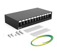 HB-DIGITAL Carcasa de panel de conexión de 12 puertos para módulos Keystone: RJ45 hembra, conector RJ11, conector IEC macho/hembra, conector F, USB-C USB-A BF/AF, HDMI, terminal hembra roscada BNZ,