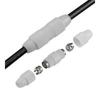 HB-DIGITAL Conector de cable coaxial o de antena Acoplador IEC desmontable Conector de antena de extensión coaxial Prensaestopas TV satélite blanco con contactos niquelados largo