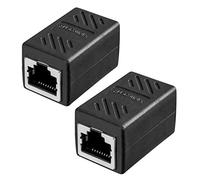 HB-Digital Conector de Cable RJ45 CAT6A Hembra LAN Conector Cable de Red Ethernet Cable de conexión y Cable de conexión Adaptador de 2X RJ45 Hembra apantallado DSL Hembra Modular Doble Conector