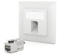 HB-DIGITAL Enchufe de red de 1 puerto CAT 6a con certificado GHMT, Keystone máx. 10 GBit/s, enchufe de red RJ45 hembra STP apantallado RJ45 caja de datos LAN - Blanco señal RAL 9003