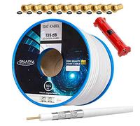 HB-DIGITAL Galaxy Cable coaxial para antena satélite 135 dB apantallado en 5 capas incluye pelacables y conectores F dorados para DVB-S S2 S2X DVB-C y DVB-T T2 BK UHD 4K Full HD 3D 50 m Blanco