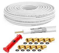 HB-DIGITAL HQ-135 PRO 30m 135dB SAT Cable coaxial blindado cuádruple incl. pelador y 10 conectores F chapados en oro Cable de antena DVB-S / S2 / S2X DVB-C y DVB-T / T2 UHD 4K Full HD 3D