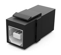 HB-DIGITAL Keystone - Módulo con conector USB 2.0 BF/AF, conector multimedia para panel de conexión, conector Keystone, adaptador de acoplamiento, enchufe y juego, color negro