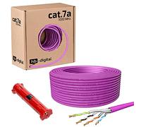 hb-digital Ligawo - Cable de red 50m, cat.7a, Ethernet, LAN, AWG23, cobre puro, S/FTP, PiMF, LSZH, libre halógenos, RoHS, instalación conforme a RoHS, PoE, 10 Gbit/s, máx.1200 MHz, incluye pelacable