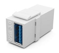 HB-DIGITAL Módulo Keystone con conector USB 3.0 hembra | Multimedia Keystone para panel de conexiones, toma de red, soporte Keystone, conector, adaptador de acoplamiento, Plug & Play, color blanco