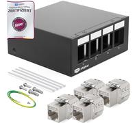 HB-DIGITAL Panel de conexión de red de 4 puertos, 1 HE + 4 módulos Keystone CAT 8, conector RJ45 hembra para montaje en pared, compatible con cable de instalación CAT 5e CAT 6 CAT 6a CAT 7 CAT 8