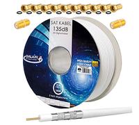 HB-DIGITAL SET 100m Cable coaxial de antena satélite 135db CCS (Acero-Cobre) 5 veces blindado para DVB-S/S2 -C/C2 -T/T2 DAB+ Radio BK Sistemas Blanco + 10x F-Conector & 2x F-Conector chapado en oro