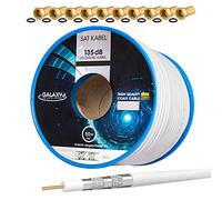 HB-Digital Set: Cable coaxial SAT de 50m 135db Blanco + 10x F-Plug chapado en oro | CCS (Acero-Cobre) Cable de antena de satélite 5 veces apantallado para sistemas DVB-S/S2 DVB-C/C2 DVB-T/T2 DAB+ Radio BK