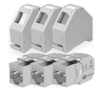 hb-digital Set de 3 módulos Keystone Cat.7 RJ45 + 3 adaptadores de riel Keystone para riel de sombrero, 35 mm, estándar | RJ45 Jack blindado montaje sin herramientas Ethernet LAN red STP LSA