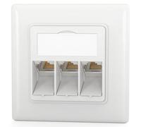 hb-digital Toma de red de 3 puertos CAT 8 empotrada, incluye 3 módulos Keystone RJ45 con certificación GHMT, LAN Ethernet, caja Keystone máx. 40 Gbps STP - Blanco señal