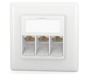 hb-digital Toma de red de 3 puertos CAT 8 empotrada, incluye 3 módulos Keystone RJ45 con certificación GHMT, LAN Ethernet, caja Keystone máx. 40 Gbps STP - Blanco señal