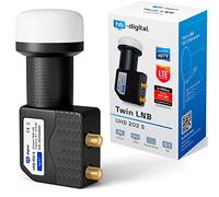 HB-DIGITAL Twin LNB LNC 2 Los participantes directos Full HD TV 3D 4K Negro Black ■ contactos chapados en Oro ■ Protección Ambiental (Extensible)